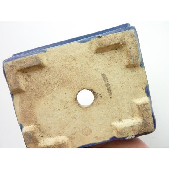 Vintage Small Bonsai Ceramic Planter Pot Handmade Blue Glaze - Picture 5 of 5